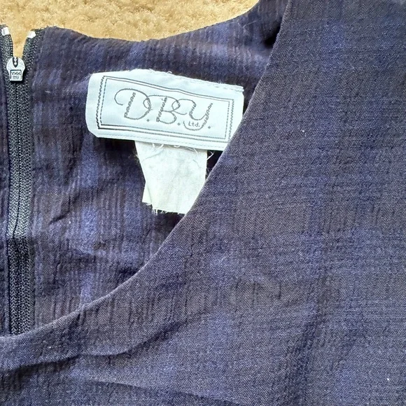 Vintage Navy and Black Plaid Button-Down Dress - Picture 2 of 8